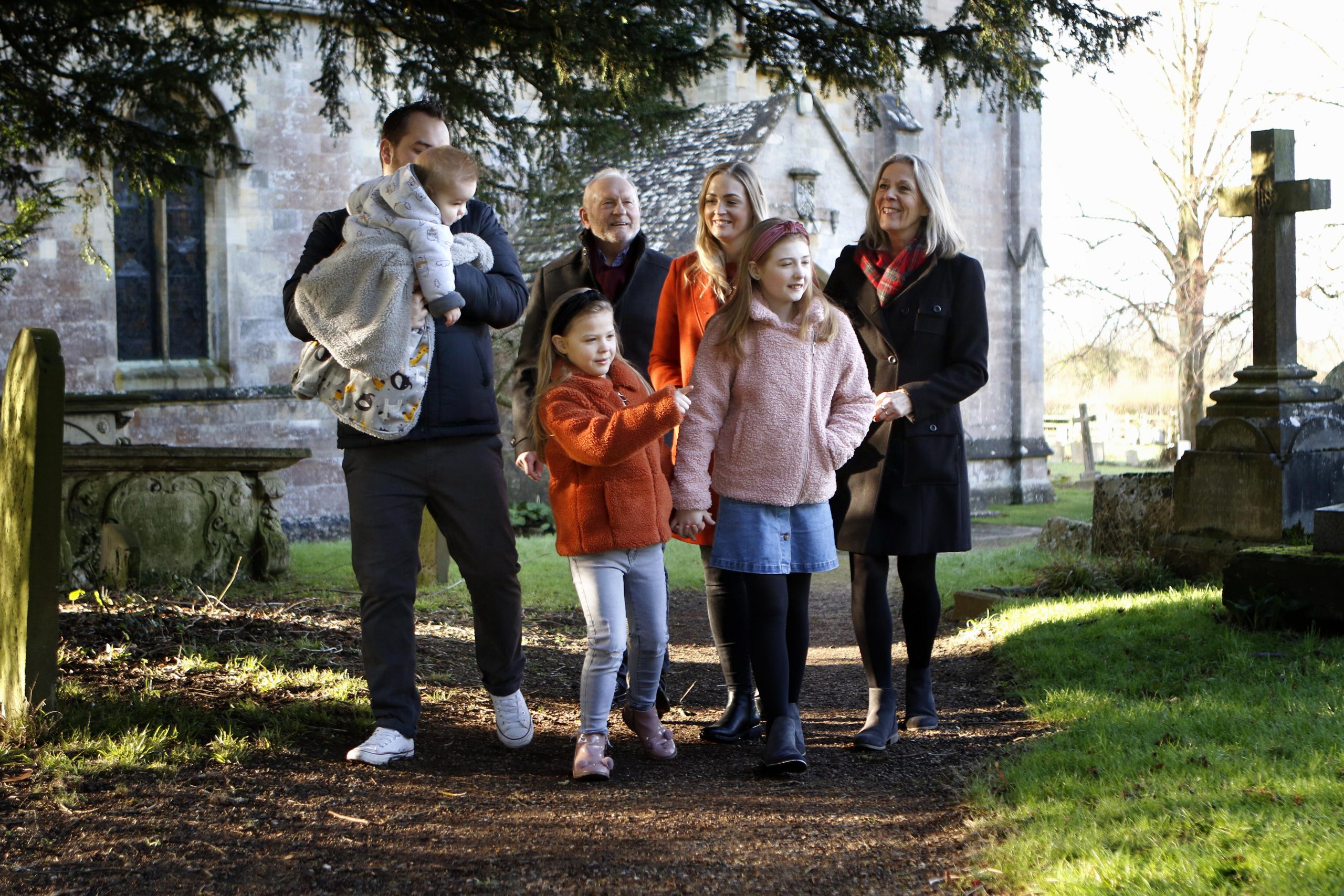 Family in church yard