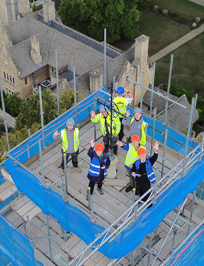 Topping out in the rain
